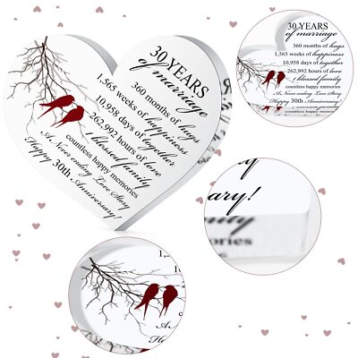 30 Years of Marriage Gift Wedding Anniversary Heart Keepsake for