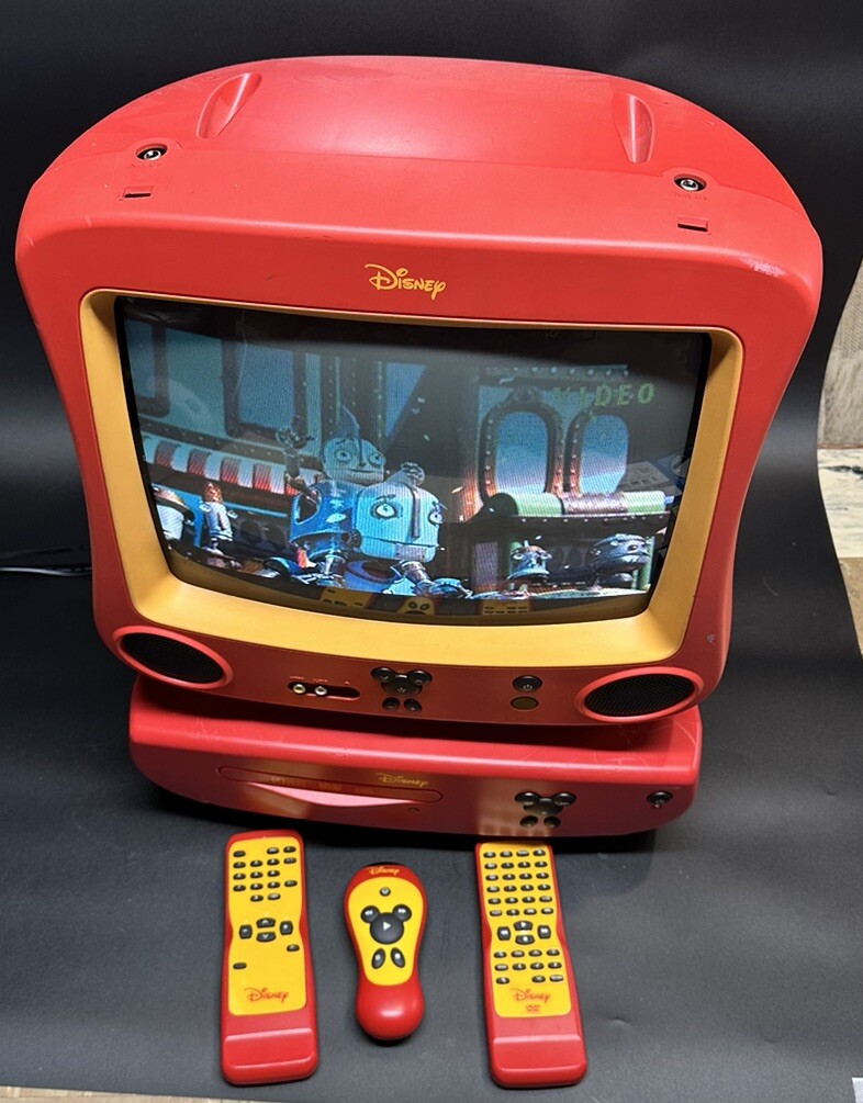 Disney Mickey Mouse 13" Color CRT TV Television and DVD Player - WORKS ...