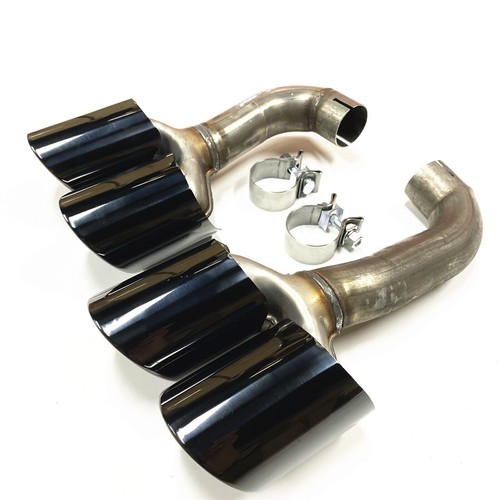Car Rear Bumper Exhaust Pipes Tail Dual Tips Kit For BMW X3M X4M 2018-2020 Black - Picture 2 of 9