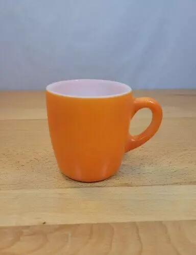 Orange Anchor Hocking Milk Glass Mug Coffee Cup Vintage Mid Century MCM