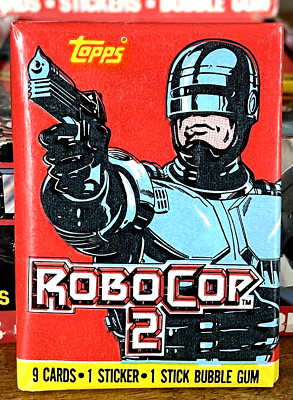 1990 TOPPS ROBOCOP 2 Hit Movie   PACK 9 Cards 1 Sticker 1 Gum UNCUT IMPORT OVP!