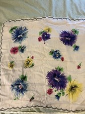 Beautiful Vintage Large Silk Scarf Floral Some Condition Issues 29  