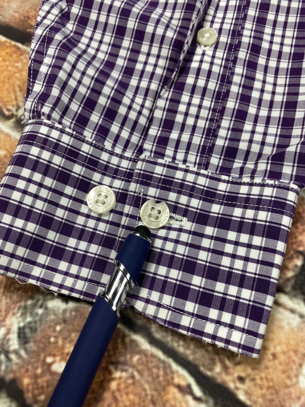 Brooks Brothers Large Purple Plaid L/S Non Iron Casual Dress Shirt