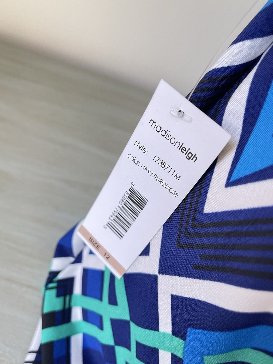 Basic Shift Dress L Size 12 3/4 Sleeve Stretch Black Blue Green