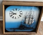 Vtg 80S Galleon Sailing Ship Verichron Maritime Silhouette Boat Shadow Box Clock