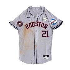 JEREMY PENA 2024 ROBERTO CLEMENTE GAME DAY USED NIKE HOUSTON ASTROS ROAD JERSEY