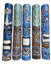 SET OF 5 40 TIKI MASK HAWAIIAN WALL ART ISLAND HOME DECOR BAR TROPICAL MASKS