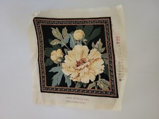 Vintage Needlepoint Art Rose Floral Leaves Unframed