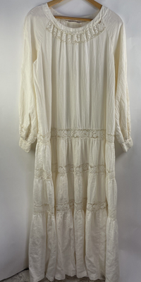 Aunt Abigails Attic Dress Prairie Gown Lace Tier Cut Out Long Sleeve Size L  | eBay