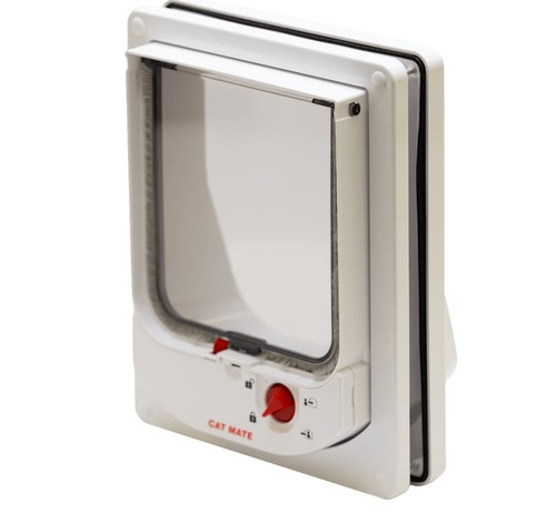 Electromagnetic 4-Way-Locking Cat Flap with 2 Collar Keys - White