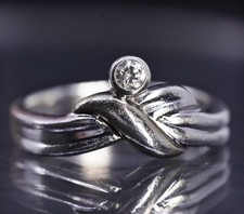 Size 8, vintage sterling silver 925 handmade band ring with cz