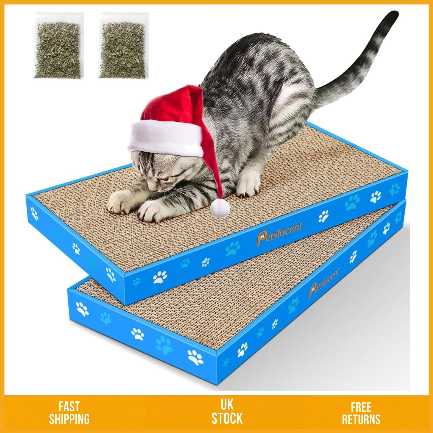 Durable Reversible Corrugated Cardboard Cat Scratching Pad with Catnip 2 PCS