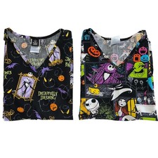 Nightmare Before Christmas Scrub Tops Bundle Jack Skellington XS 2 Pack Cotton