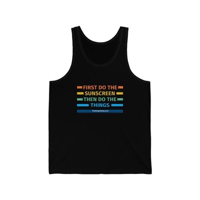 First Do The Sunscreen Funny Mens Summer Beach Tank Top Gift