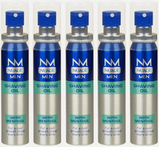 5x Mens Shaving Oil Spray With Menthol Cool Fresh Smooth Close Shave 25ML NUAGE