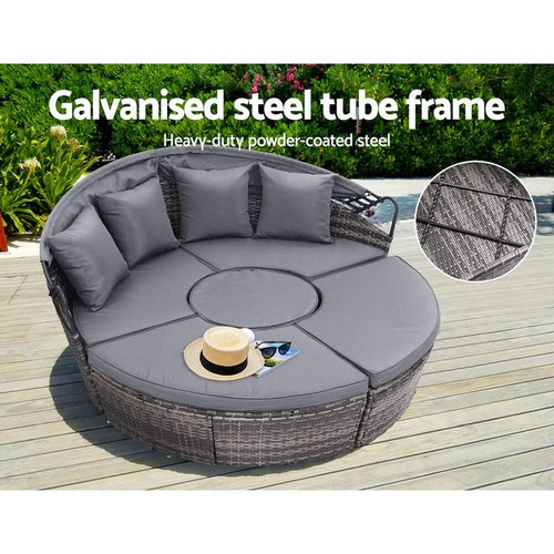 NNEDSZ Lounge Setting Sofa Patio Furniture Wicker Garden Rattan Set Day Bed Grey - Picture 5 of 7