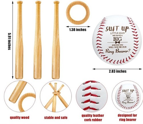 Ring Bearer Proposal Baseball Gift – Will You Be Our Ring Bearer? w Stand - Picture 3 of 9