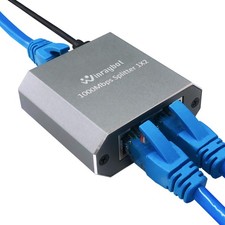 Ethernet Splitter 1 to 2 RJ45 Gigabit Network Adapter with Cat 6/7/8 Cable fo...