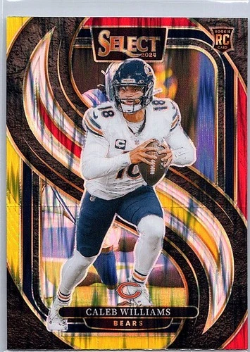 2024 Panini Select Premier Level Caleb Williams #114 Red & Yellow Shock Prizm RC