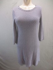 Zara Size M Womens Gray Knit Long Sleeve Round Neck Casual A Line Dress 015