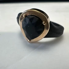 Women’s Rinfit Sz 8 Wedding Band Faux Gold Framed Black Silicone Pear Shape