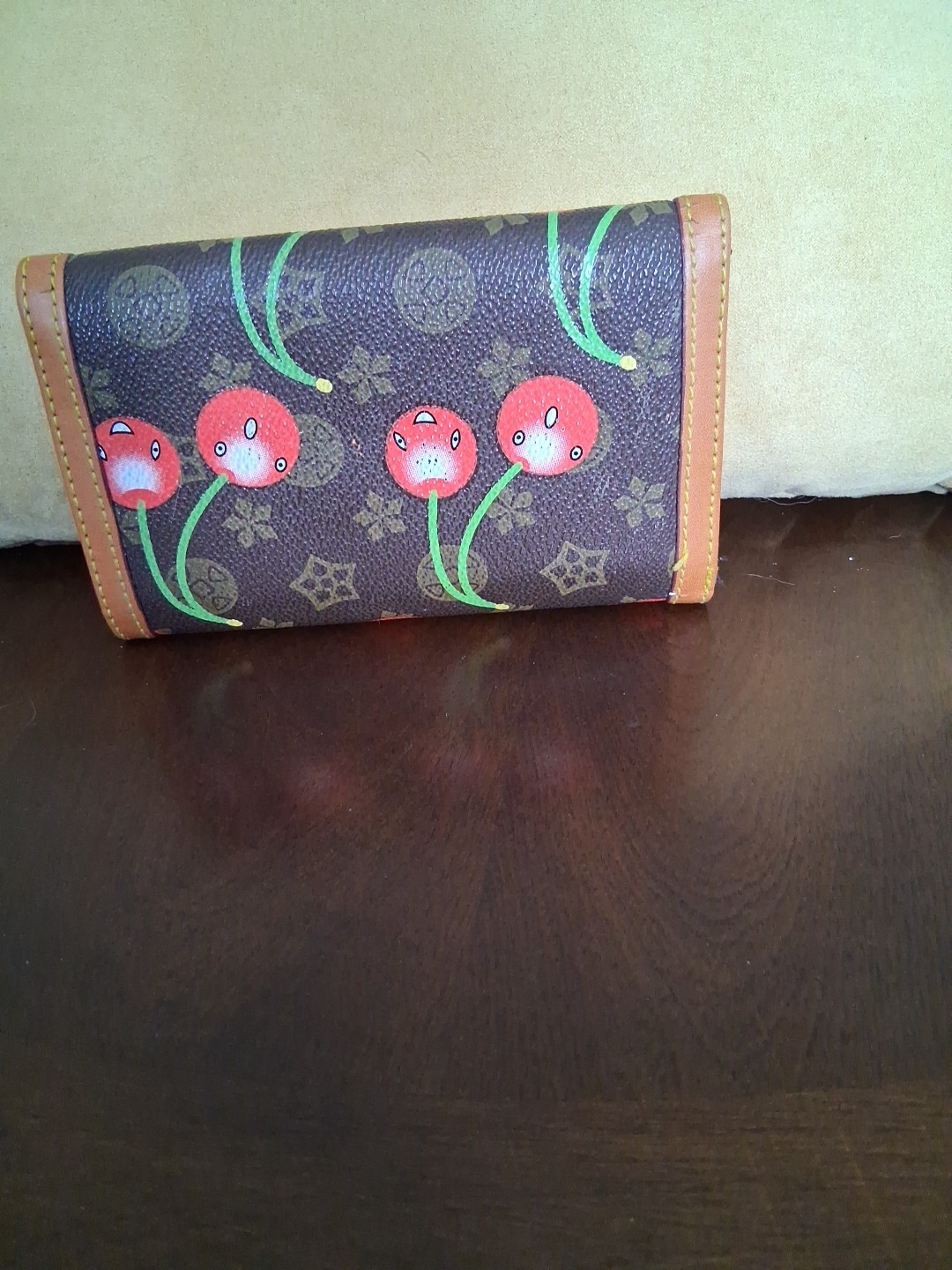 Cherry Pattern  Brown Wallet Bifold - image 5