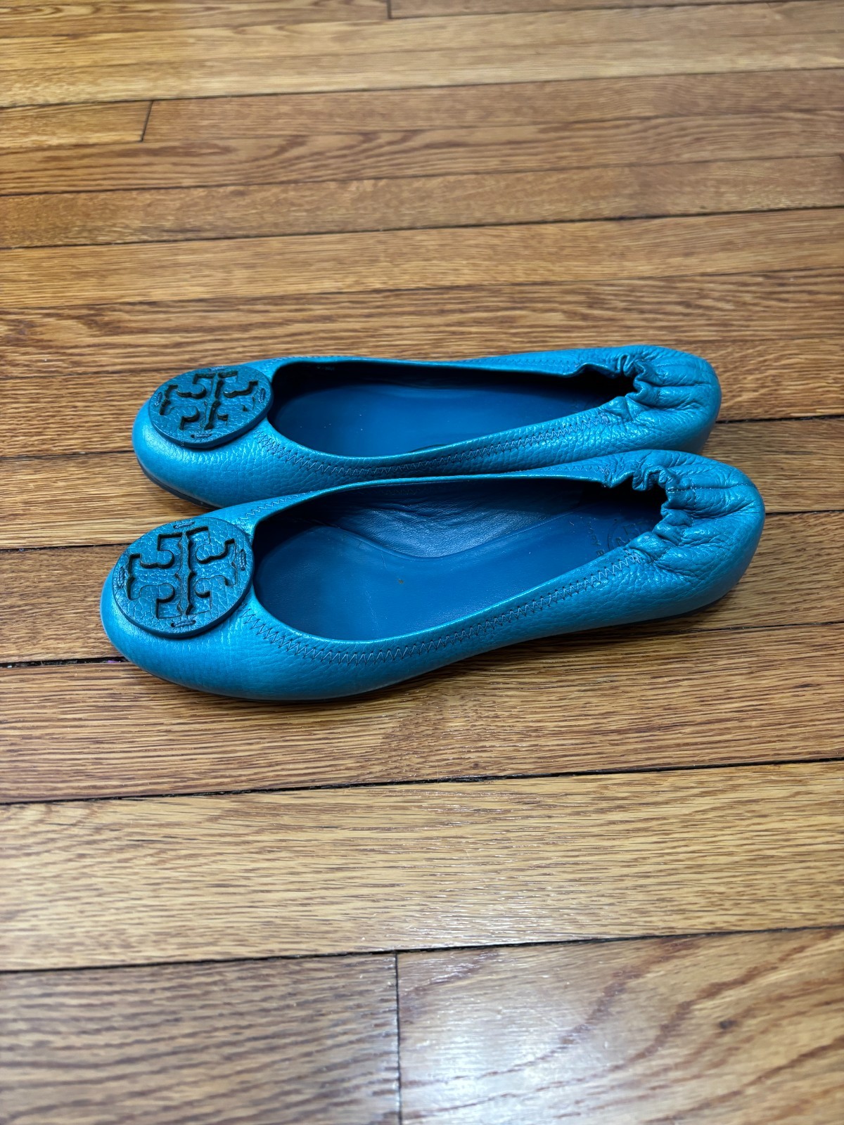 Tory Burch Serena 2 Ballet Flat Electric Eel / Teal Green Leather Womens 8.5 M thumbnail 3