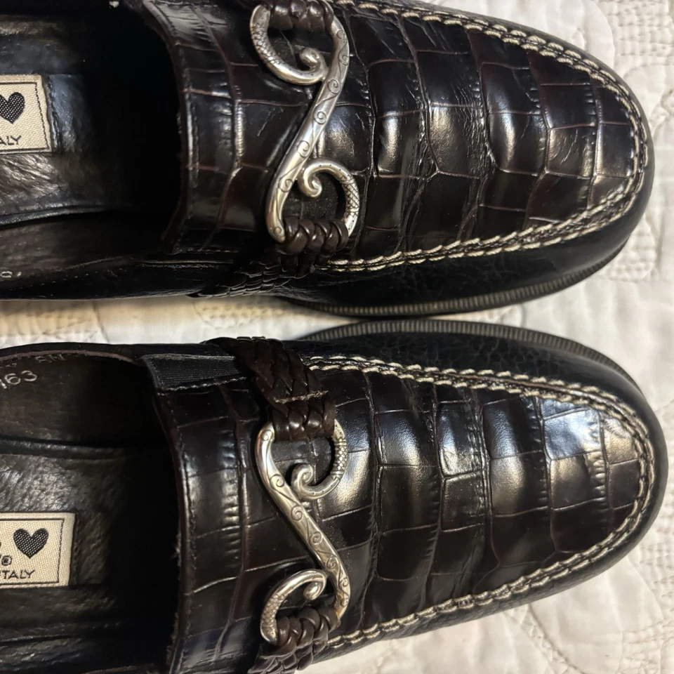 Mula de cuero marrón con estampado animal Brighton Sidney para mujer talla 6 N tacón bajo Foto 2 de 4