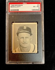 1948 Bowman BOB ELLIOTT Boston Braves #1 PSA 6 EX-mt Condition Rookie Card. rookie card picture