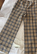 Vintage Young Pendleton Wool Plaid Pants Flare Women Sz 2/4 Navy Brown Hippie