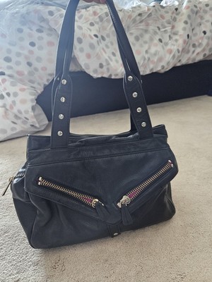 Botkier Black Leather Gold Trim Two Handles Handbag