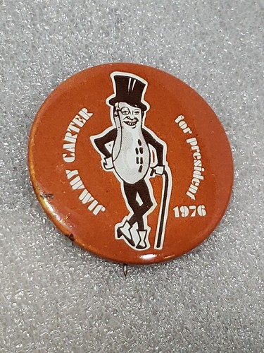 Mr. Peanut Jimmy Carter For President 1976 Celluloid Campaign Pin button - Picture 8 of 9