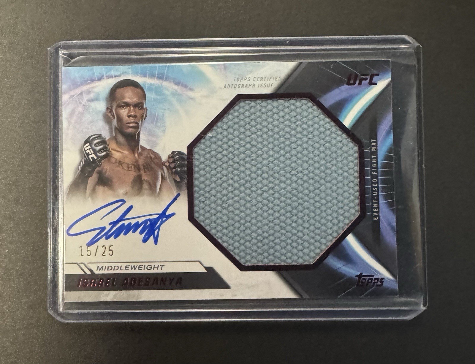 Israel Adesanya Auto #/25 2024 Topps UFC Knockout Jumbo Fight Mat Relic #AJFM-IA