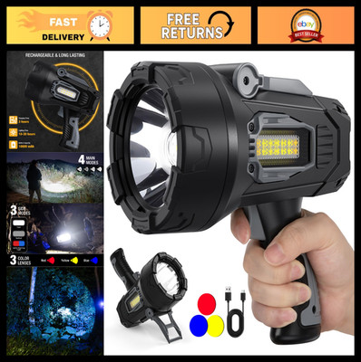 Super Bright 2,000,000 Lumen Rechargeable LED Spotlight, Waterproof Handheld Fla