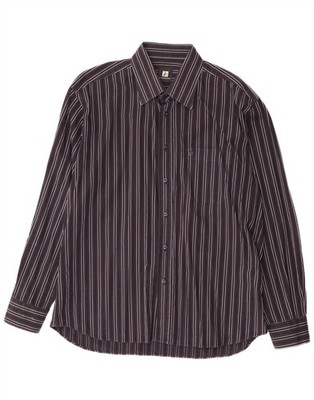 Roccobarocco Herren Hemd Größe 43 17 XL grau gestreift Baumwolle NL09