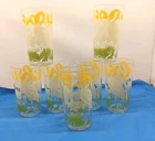 Lot Of 7 Vintage  Anchor Hocking Flamingo 4 3/4" 10 oz. Glasses Tea Juice