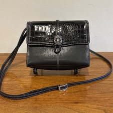 VTG 90s Brighton Crossbody Purse Black Leather Convertible Wallet Adjustable