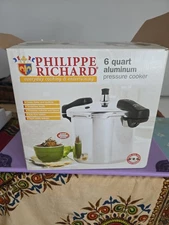 6 quart ALUMINUM PRESSURE COOKER PHILIPPE RICHARD Triple Safety, TTU-I9554, NEW