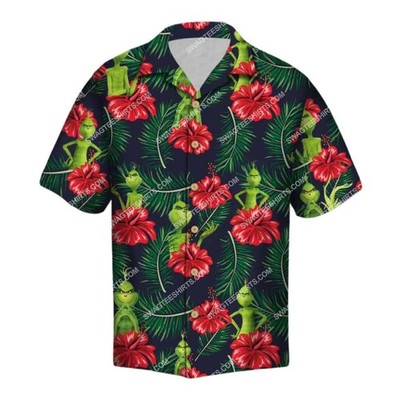 The Grinch Floral Hibiscus Hawaiian Shirt