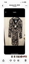 NWT Joseph Ribkoff Black/Grey Filigree Print Long Sleeve Dress 193664