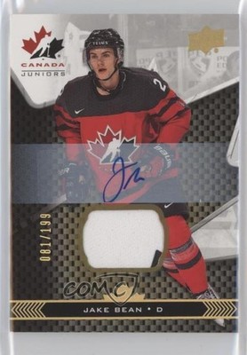 2018 Team Canada Juniors Premium Swatch 81/199 Jake Bean #2 Rookie Auto RC 8vv