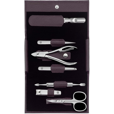 Beauty Classic INOX 8-Pc Manicure and Pedicure Nappa Leather Case Set with Snap 