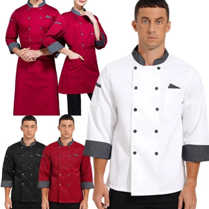 Professional Chef Coat Men Women Long Sleeve Chef Jacket Hotel Works Uniform - Image 2 of 4