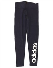 ADIDAS Womens Graphic Leggings UK 8/10 Small Navy Blue Cotton AV20