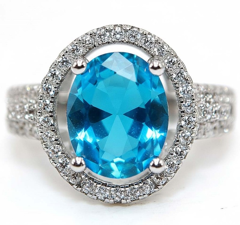 3CT Heat Treated Blue Topaz 925 Solid Sterling Silver Ring Sz 6 MM5-1