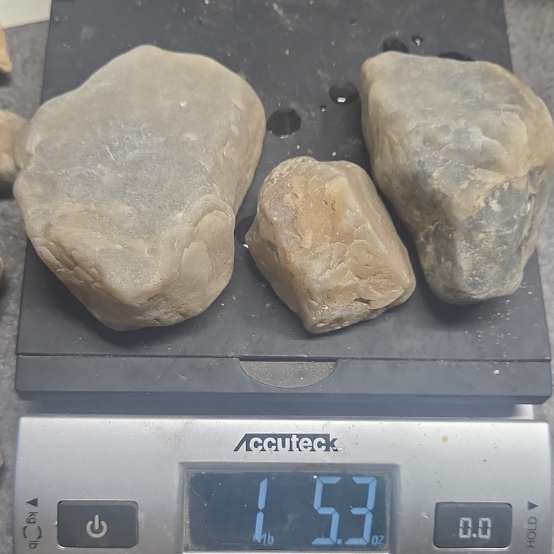 Lot of 3 Quartz Rough White/Gray Translucent, Lapidary, Cabbing 1lb 5.3oz