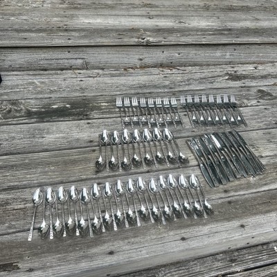 1847 Rogers Bros Stainless 90pc NAVAHO NAVAJO Flatware MCM Brutalist Silverware