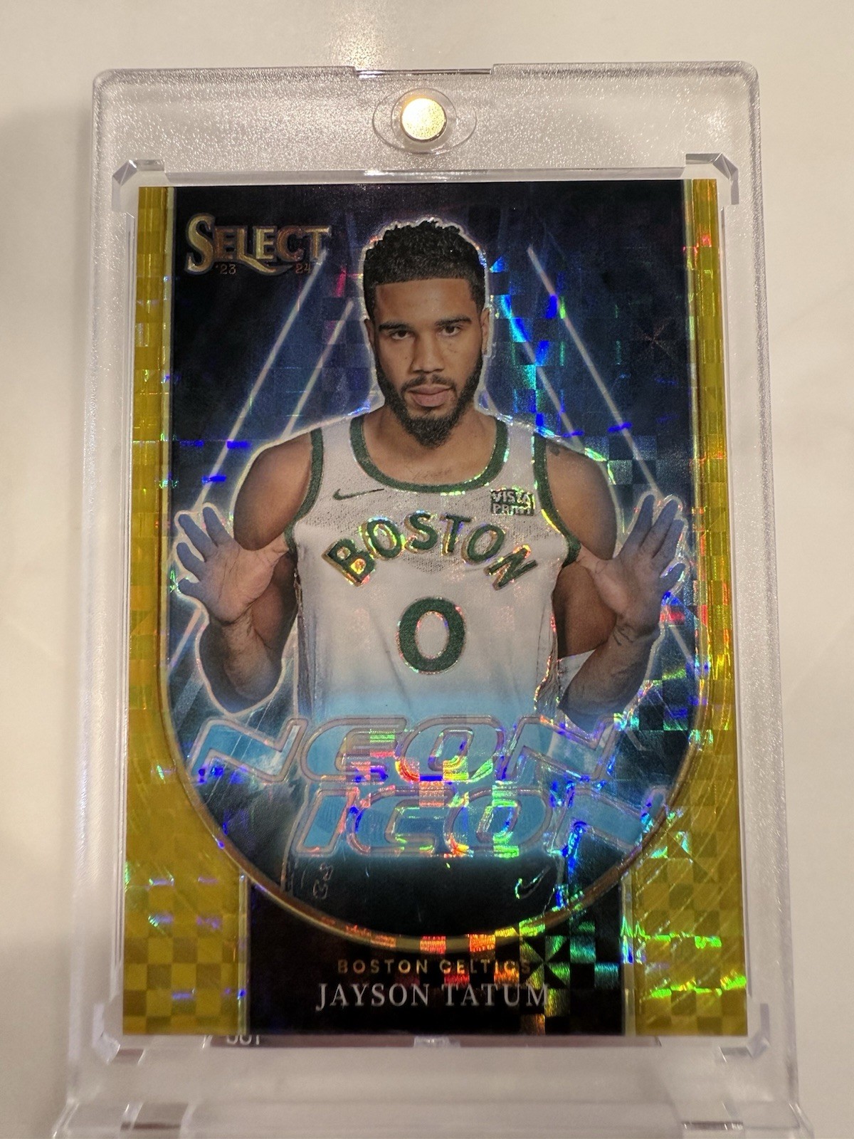 2023-24 Panini Select Neon Icons Jayson Tatum Gold Prizm /10 Sharp & Clean SSP