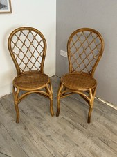 Pair of Vintage Rattan Chairs | Boho Wicker Dining Chairs