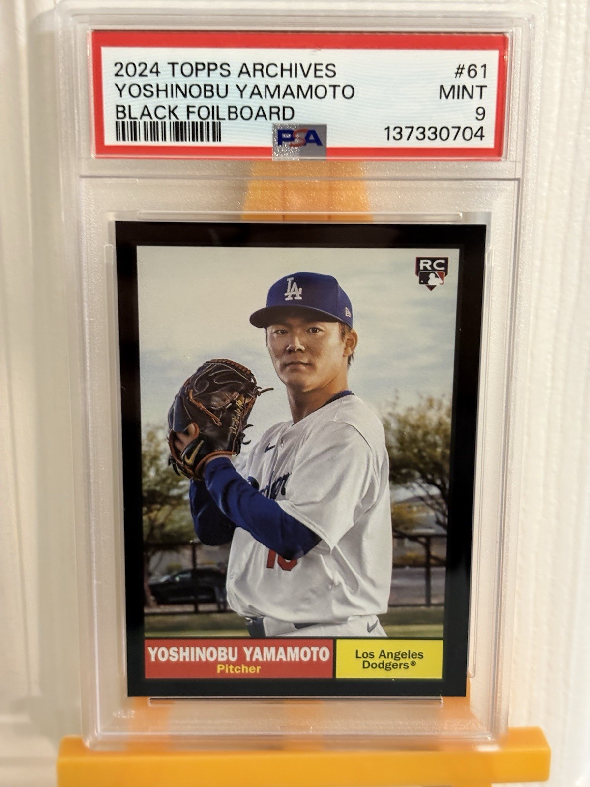 2024 Topps Archives Yoshinobu Yamamoto RC Black Foilboard PSA 9 MINT 🔥#61